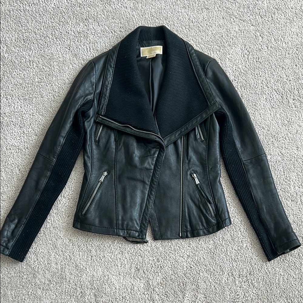MK Women's Black Leather Jacket